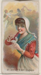ड्यूक ब्रांड सिगरेट, 1890, 1890 के लिए हॉलीडे सीरीज़ N80 से सेंट डिस्टैफ़्स डे, इंग्लैंड।