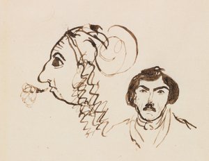 Delacroix के पोर्ट्रेट के साथ स्व-पोर्ट्रेट, सी। 1845।