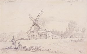 ब्लैकहीथ, ग्रीनविच, लंदन, 1833 में पवनचक्की के साथ मिल का दृश्य