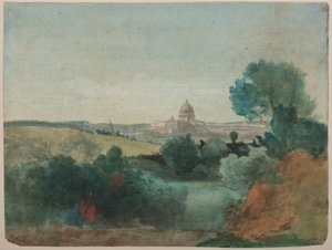 सेंट पीटर्स कैंपगना से देखा, c.1850 (कागज पर पेंसिल से अधिक) द्वारा जॉर्ज Snr। Inness