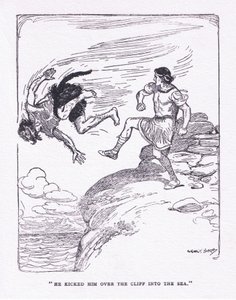 उन्होंने जॉर्ज एलेन और अनविन 1929 (कलर लिथो) द्वारा प्रकाशित द हीरोज से समुद्र में चट्टान पर उसे लात मारी द्वारा जॉर्ज सॉपर