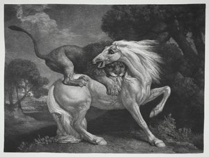 एक शेर द्वारा हमला किया गया घोड़ा, 1788। द्वारा जॉर्ज स्टब्स