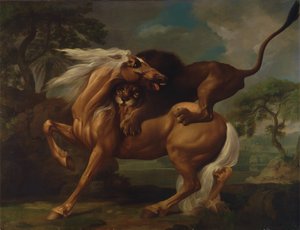 एक शेर एक घोड़े पर हमला करता हुआ, 1762। द्वारा जॉर्ज स्टब्स
