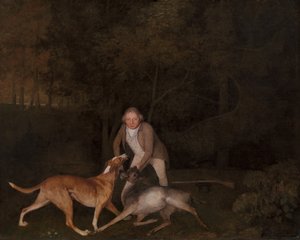 फ्रीमैन, क्लेरेंडन के गेमकीपर का अर्ल, मरने वाली डो और हाउंड के साथ, 1800। द्वारा जॉर्ज स्टब्स
