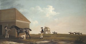 न्यूमार्केट हीथ पर जिमक्रेक, एक ट्रेनर, एक स्थिर-लाड और एक जॉकी, 1765 के साथ द्वारा जॉर्ज स्टब्स