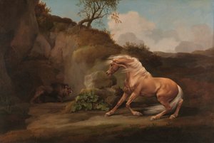1762 और 1768 के बीच एक शेर द्वारा घबराया हुआ घोड़ा। द्वारा जॉर्ज स्टब्स