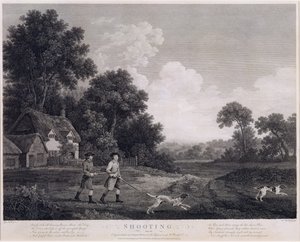 शूटिंग, प्लेट 2, विलियम वूलेट (1735-85) द्वारा उत्कीर्ण 1770 (पांचवा राज्य उत्कीर्णन और नक्काशी) द्वारा जॉर्ज स्टब्स