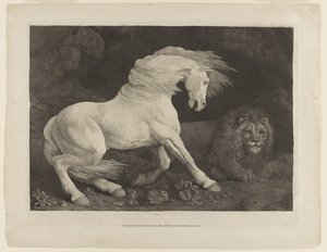 जॉर्ज स्टब्स (1724-1806) के बाद एक घोड़ा एक शेर से भयभीत