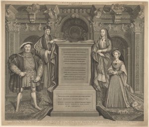 व्हाइटहॉल पैलेस में हेनरी VII और हेनरी VIII का परिवार द्वारा हैंस होल्बिन द यंगर के बाद जॉर्ज वर्ट्यू