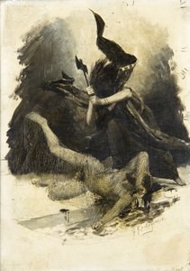 प्राचीन युद्ध दृश्य, c.1880 द्वारा जॉर्जेस मैरी रोशग्रोस