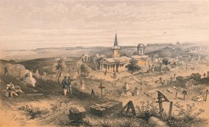 फ्रेंच बैटरी नंबर 50, 1856 के साथ संगरोध कब्रिस्तान और चर्च द्वारा जॉर्जेस मैकुलॉच
