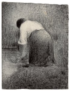घुटने टेकने वाली महिला; घुटने टेकने वाली महिला, c.1881 द्वारा जॉर्जेस पियरे सेरात
