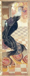 लेडी इन ब्लैक गाउन, c.1900 (कागज पर गौचे) द्वारा जार्ज डे फुरे