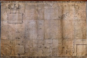 दुनिया का भौगोलिक नक्शा। जेरार्ड मर्केटर (1512-1594) के प्रक्षेपण से डच स्कूल का नक्शा द्वारा जेरार्ड (बाद) मर्केटर