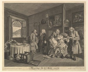 विवाह ए-ला-मोड, प्लेट VI, 1 अप्रैल, 1745। द्वारा जेरार्ड जीन बैप्टिस्ट स्कॉटिन