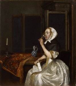 लेडी होल्डिंग ए वाइन ग्लास, सीए 1665।
