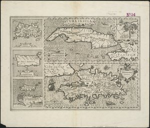 क्यूबा द्वीप; हेंड्रिकोला द्वीप, हेंड्रिक होंडियस द्वारा उत्कीर्ण, 1633 द्वारा मर्केटर के बाद जेरार्ड