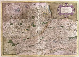 साल्ज़बर्ग और कैरिंटिया, ऑस्ट्रिया (उत्कीर्णन) द्वारा जेरार्डस मर्केटर