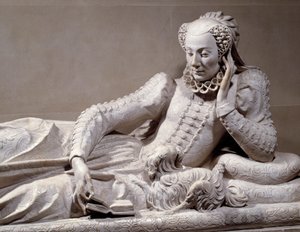 अंतिम संस्कार स्मारक: फ्रांस के चांसलर कार्डिनल रेने डी बिराग (1506-1583) की पत्नी जीन वेलेंटाइन बलबियानी (1518-1572) की पसंद के साथ मकबरा। विवरण। जर्मेन पिलोन (1535 - 1590) द्वारा संगमरमर की मूर्ति, लगभग 1573। पेरिस, मुसी डू लौवर