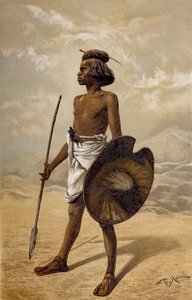न्युबियन योद्धा, द हिस्ट्री ऑफ़ मैनकाइंड, वॉल्यूम। आठ से, प्रो। फ्रेडरिक रैटज़ेल, 1898 द्वारा जर्मन स्कूल
