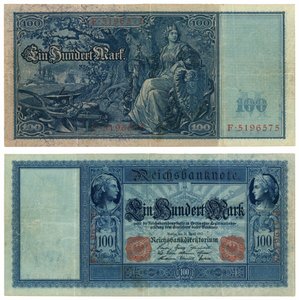 एक सौ निशान बैंकनोट, 1910 (रेक्टो और वर्सो) द्वारा जर्मन स्कूल