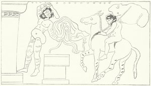 ग्रीक नाटककार अरिस्टोफेन्स का एक नाटक द फ्रॉग्स का एक दृश्य (उत्कीर्णन) द्वारा जर्मन स्कूल