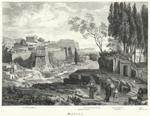 Mycenae, ग्रीस का प्राचीन शहर (उत्कीर्णन) द्वारा जर्मन स्कूल
