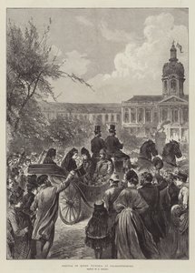 चार्लोटनबर्ग में महारानी विक्टोरिया का आगमन (उत्कीर्णन) द्वारा जर्मन स्कूल