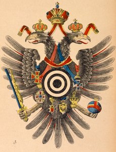 तीरंदाजी लक्ष्य के रूप में हथियारों का ऑस्ट्रो-हंगरी शाही कोट, c.1865 (रंगीन लकड़हारा) द्वारा जर्मन स्कूल
