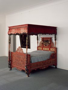 लैंडग्रेव मोरिट्ज़ का फ़ैमिली क्रेस्ट के साथ बिस्तर, c.1607 द्वारा जर्मन स्कूल