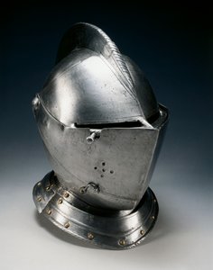 क्षेत्र के लिए नज़दीकी हेलमेट, c.1550-70 (स्टील, लोहा, चमड़ा और पीतल) द्वारा जर्मन स्कूल