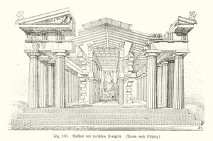 एक प्राचीन यूनानी डोरिक मंदिर का निर्माण (उत्कीर्णन) द्वारा जर्मन स्कूल