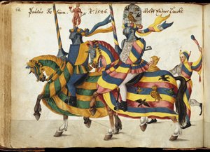 प्रतियोगिता के लिए सुसज्जित प्रतियोगी, c.1640 (कलम और स्याही, जल रंग और धुलाई) द्वारा जर्मन स्कूल
