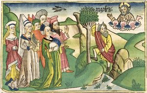 निर्गमन 15 1-19 नूर्नबर्ग बाइबिल (Biblia Sacra Germanaica) से मूसा का गीत, (रंगीन लकड़ी) द्वारा जर्मन स्कूल