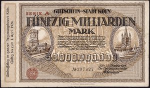 पचास अरब चिह्न बैंकनोट, 1923 द्वारा जर्मन स्कूल