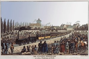 जर्मन रेलवे। c.1830-1840 (उत्कीर्णन) द्वारा जर्मन स्कूल