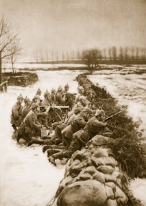 पोलैंड में जर्मन मशीन गन सेक्शन, 1914-19 में एक बैरिकेड है द्वारा जर्मन स्कूल