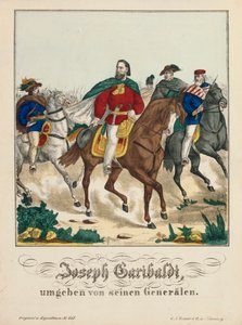 Giuseppe Garibaldi अपने जनरलों से घिरा, GN Renner, Nuremberg, 1866 द्वारा प्रकाशित द्वारा जर्मन स्कूल