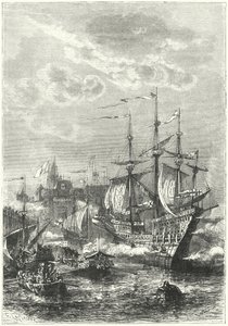 हेनरी VIII और अंग्रेजी बेड़ा Calais . पर उतरते हैं द्वारा जर्मन स्कूल