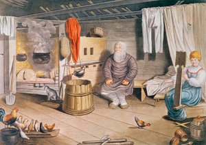 आंतरिक एक रूसी izba, 1820 में लीपज़िग में प्रकाशित हुआ