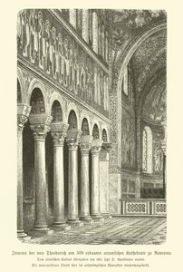 Sant'Appolinare Nuovo, Ravenna, इटली के बेसिलिका का आंतरिक भाग (उत्कीर्णन) द्वारा जर्मन स्कूल