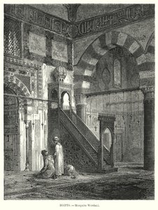 अमीर अलतिनबुघा अल-मारीदानी, काहिरा, मिस्र (लिथो) की मस्जिद का आंतरिक भाग द्वारा जर्मन स्कूल