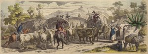 इतालवी देश सड़क (रंगीन उत्कीर्णन) द्वारा जर्मन स्कूल