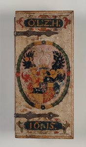 क्रॉसबो बोल्ट का ढक्कन प्रिंस ओटो वॉन हेसे से संबंधित है, 1615 (चित्रित लकड़ी) (312140-43 भी देखें)