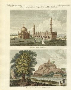 हिंदुस्तान में मस्जिदें और शिवालय (रंगीन उत्कीर्णन) द्वारा जर्मन स्कूल