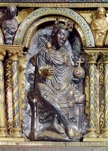 ओटो II (955-83), पवित्र रोमन सम्राट, सम्राट शारलेमेन (742-814) के श्राइन से विस्तार, 1215 (सोने और चमेली तामचीनी) द्वारा जर्मन स्कूल
