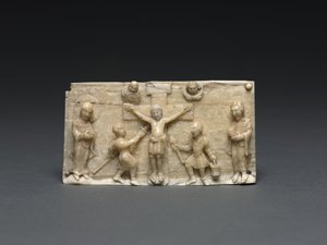 एक पोर्टेबल अल्टार से पट्टिका: क्रूसीफिक्सन, लोअर राइन वैली, 1050-1100 द्वारा जर्मन स्कूल