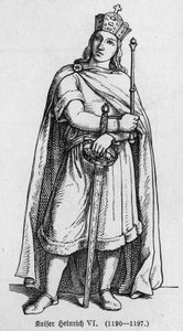 हेनरी IV का पोर्ट्रेट, जिसे जर्मनी के राजा ले सेवर या ले क्रुएल (1165-1197) के नाम से जाना जाता है। रिचर्ड रोथो द्वारा "कैसर, कोनिग अंड पैपफ्ट" में उत्कीर्णन द्वारा जर्मन स्कूल