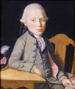 एक पत्र पकड़े बैठे युवक का पोर्ट्रेट, c.1750 (कागज पर गौचे) द्वारा जर्मन स्कूल