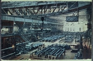 एस्सेन में क्रुप कारखाने का चित्रण पोस्टकार्ड, c.1914 द्वारा जर्मन स्कूल